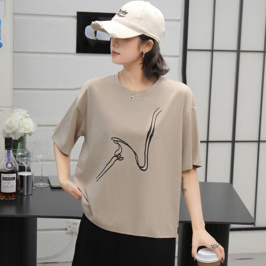 

DIMANAF 2025 Летняя футболка с карманом для женщин с принтом бокала вина, асимметричная, с коротким рукавом, свободная, белая One Size