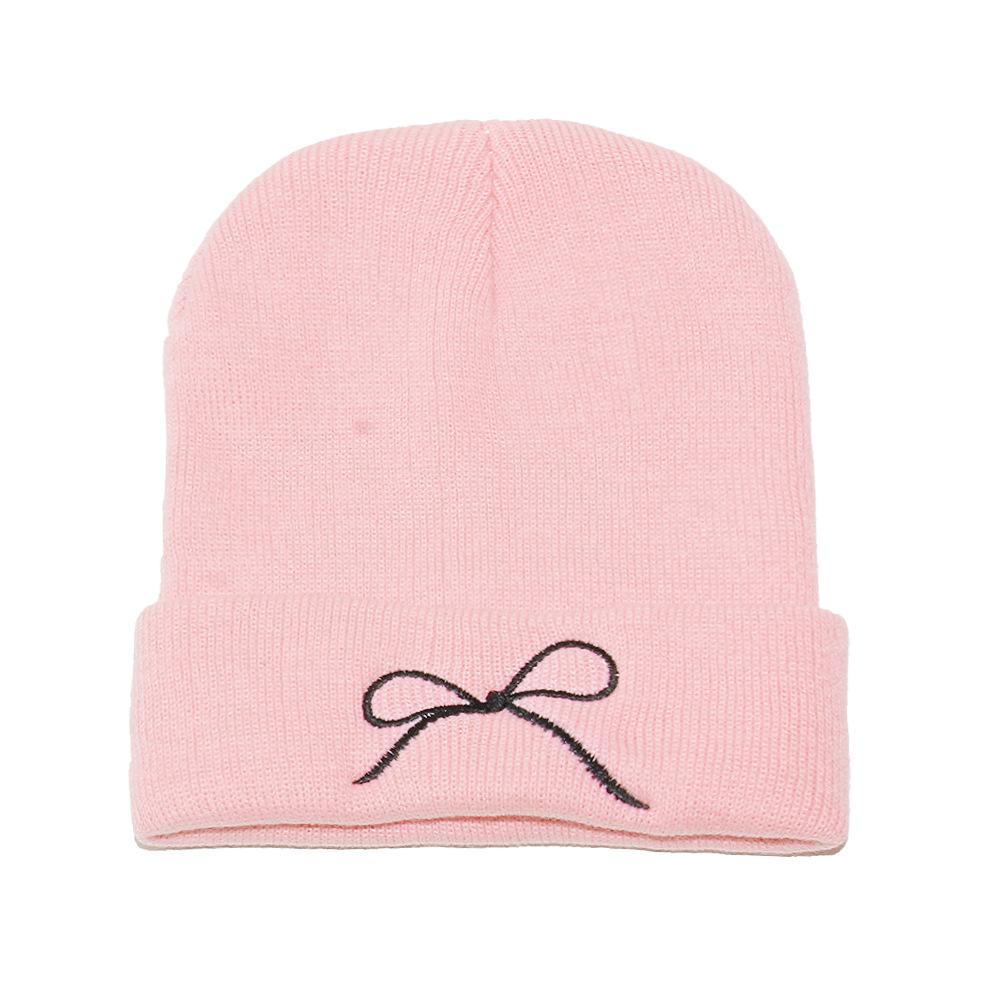 Korean version of outdoor cycling warm cold hat bow knitted hat trendy versatile autumn and winter cold wool hat women 2025