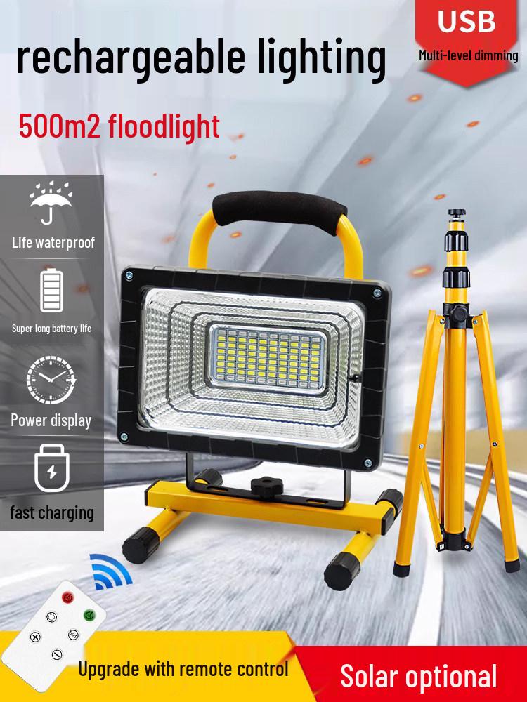 Super Bright Waterproof Rechargeable Outdoor Floodlight for Construction, Camping, and Emergency Use