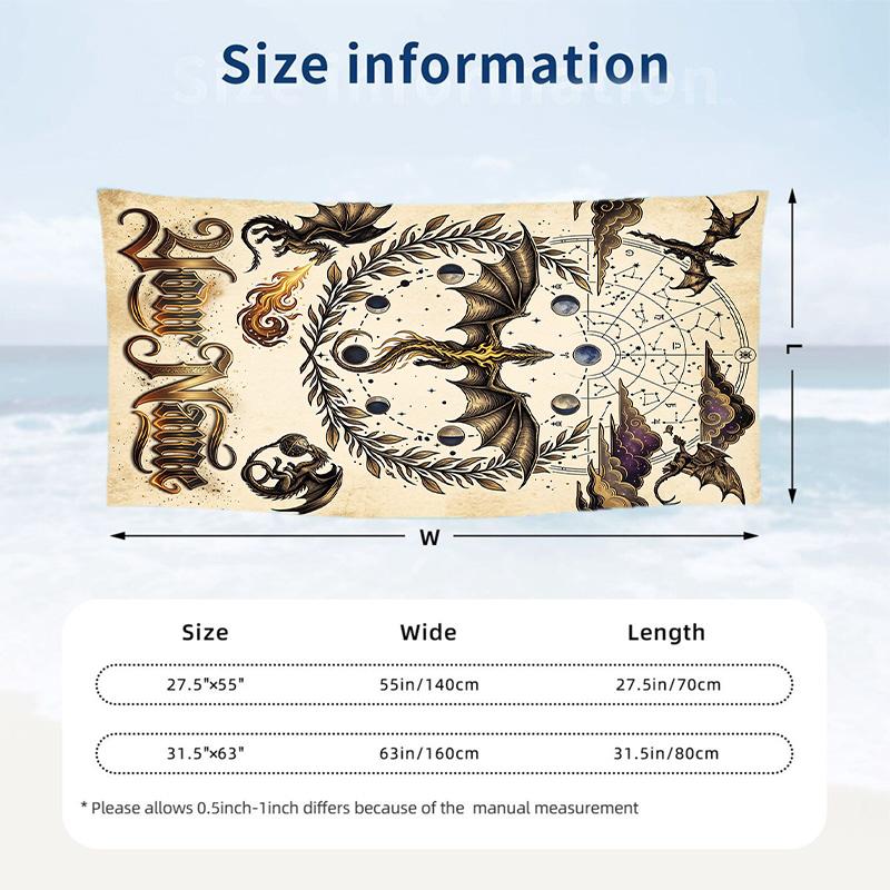 Dragon Theme Beach Towel Personalized Custom Name & Text Soft Quick Dry Beach Towel for Swimming Travel