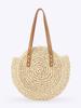Women's Simple Round Woven Paper Rope Beach Shoulder Bag
