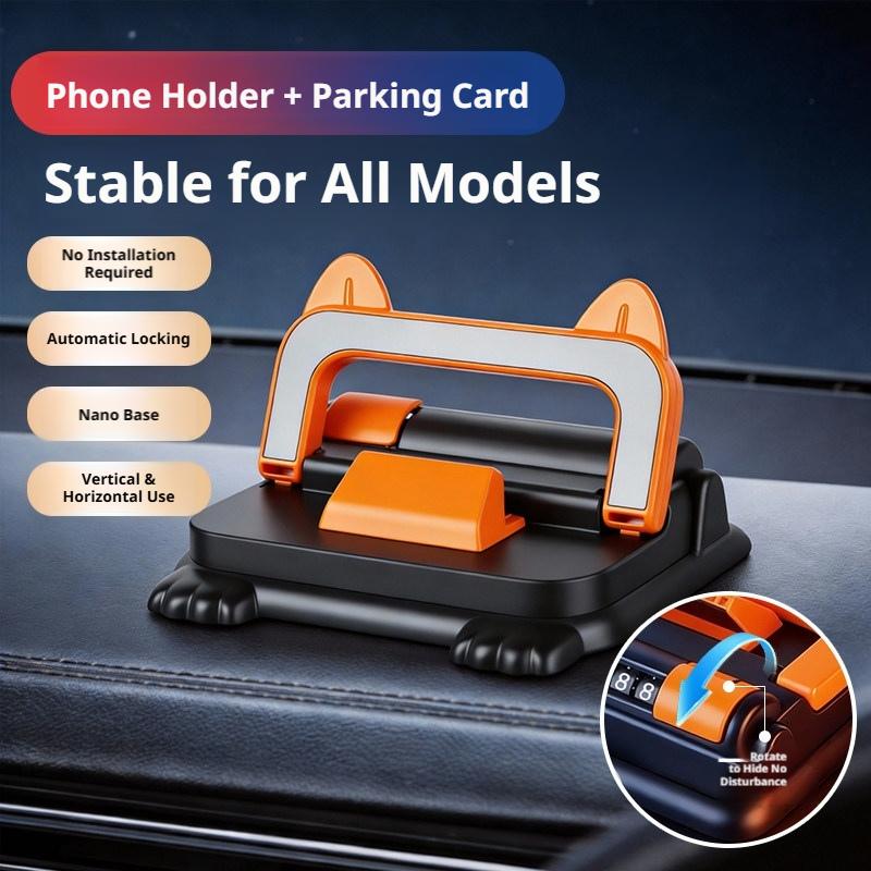 SEAMETAL Universal Dashboard Car Phone Holder 360° Rotation Stable Car Phone Mount With Parking Number Plate Smartphone Navigation Holder