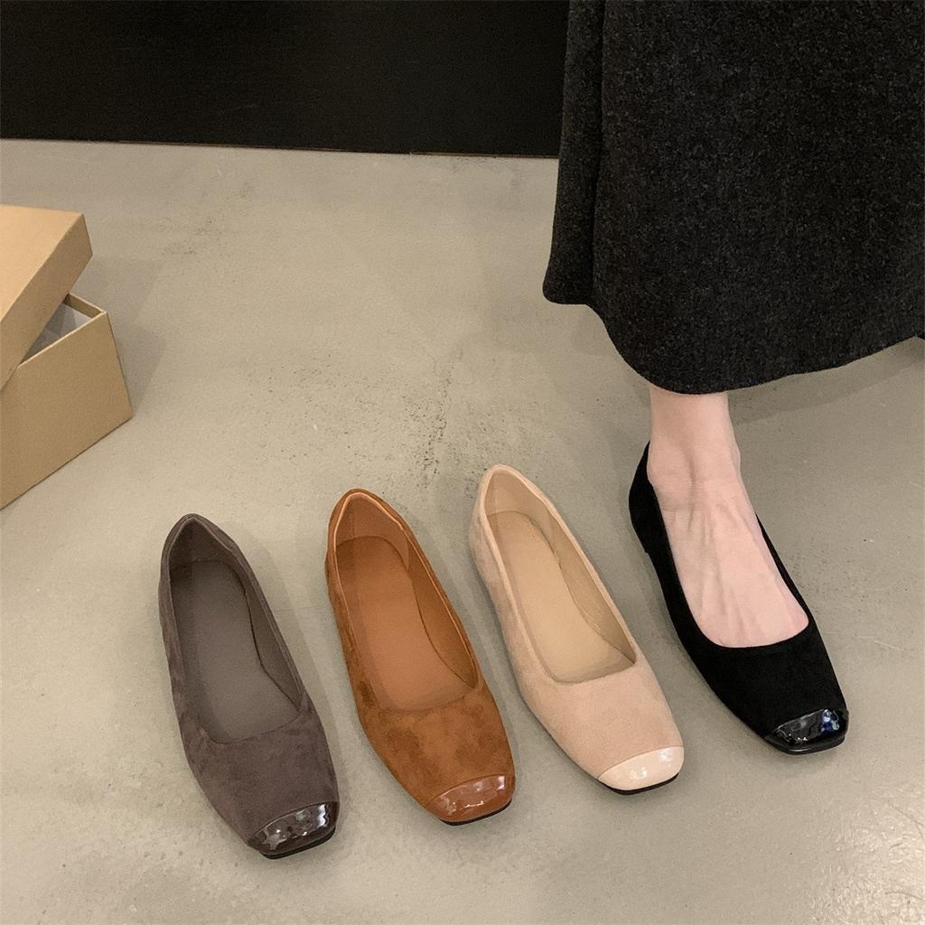Fairy Shoes Gentle Single Shoes Suede Shallow Mouth Spring 2025 New Soft Flat Sole One Pedal Versatile Doudou Shoes Female