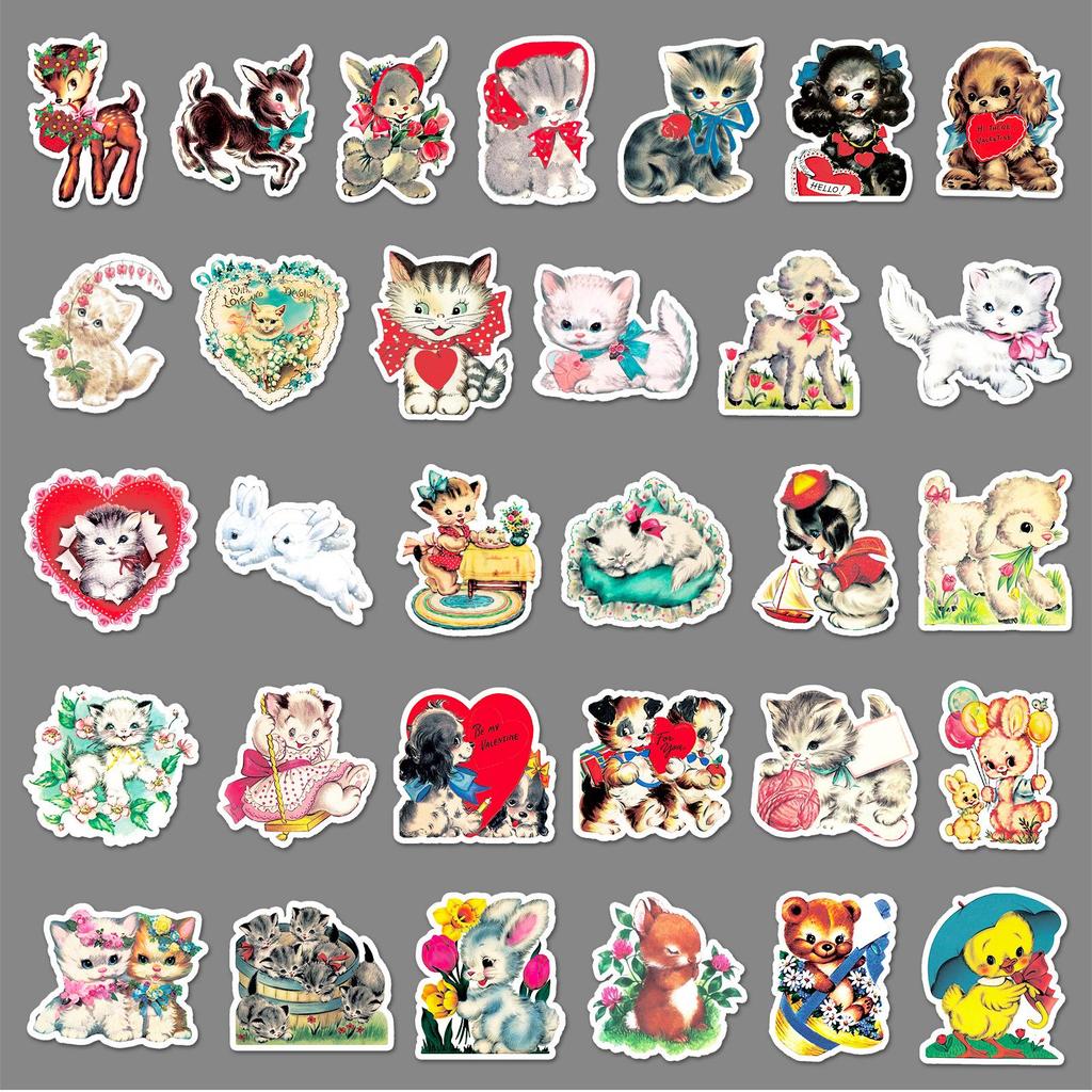 Retro Cartoon Stickers: 66 Cute, Waterproof Designs for Journals, Phones, Cases, and Luggage.