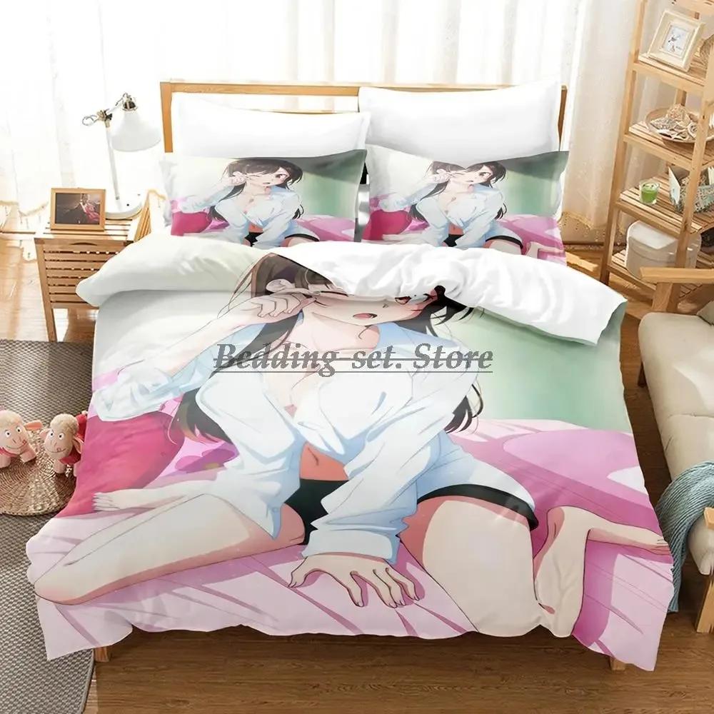 Chizuru Rent Girlfriend Bedding Set Single Twin Full Queen King Size Bed Set Aldult Kid Bedroom Duvetcover Sets Anime Bed