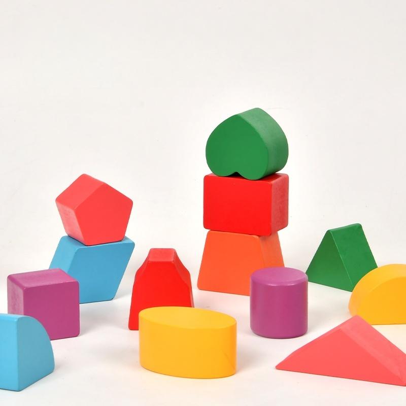 Montessori Intelligence Matching Box Geometric Shapes 3D Puzzle Early Education Three-Dimensional Wooden Paired Building Block