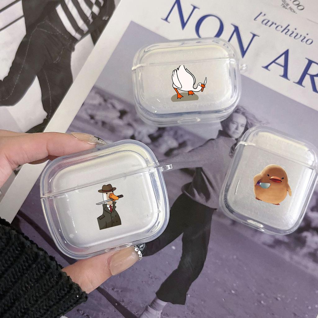 Cartoon Doubt Duck Silicone Case for Apple Airpods 2 1 Earphone Cases With Hook For Airpod Pro 3 Pro2 Clear Protective Covers