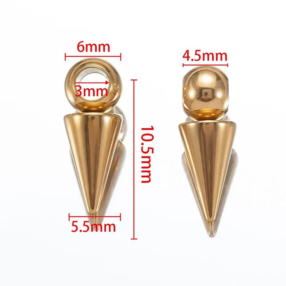 10PCS Stainless Steel Cone Charms Pendants Retro Spike Beads Charms Pendants for Women Man Hoop Earring Jewelry Making Supplies
