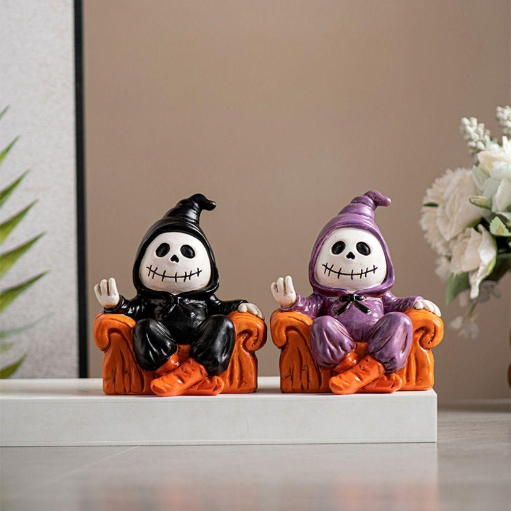 Resin Halloween Sofa Ghost Figure Spooky Ghost Statue Ornament Funny Ghost Art Sculpture  Bedroom
