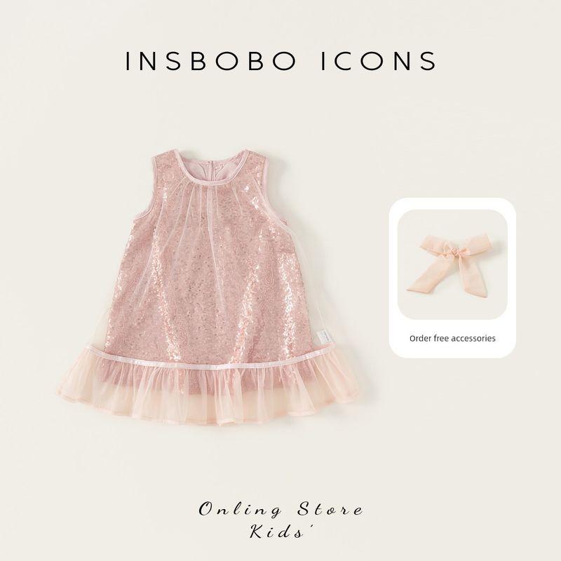 Insbobo Girls Dress 2026 Summer New Style Baby Girl Gauze Dress Kidsren s Summer Dress Baby Fashionable Kidsren s Clothing Pink 80