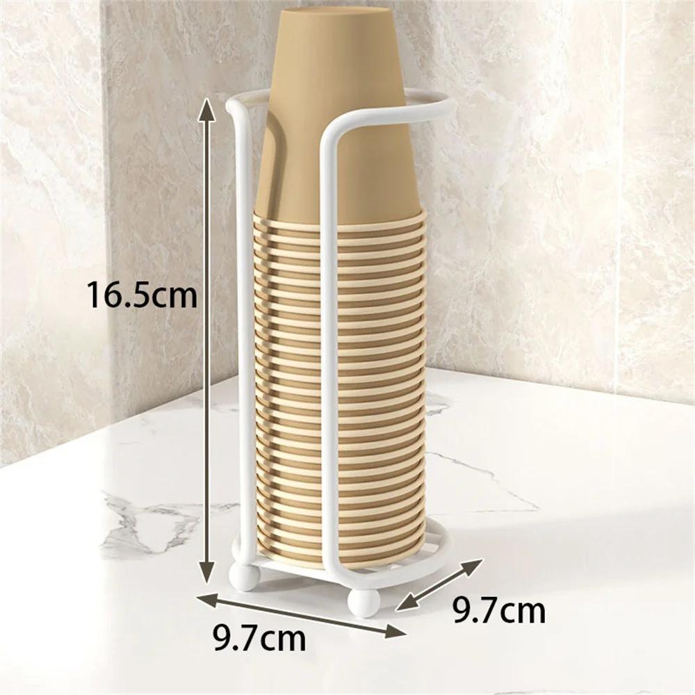 

Metal Disposable Cup Storage Holder Rack Shelf Water Tea Cups Household Kitchen Paper Cup Display Stand Organizer Supplies