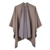 Women S Double Sided Faux Cashmere Split Shawl Cloak Warm Air Condition Blanket