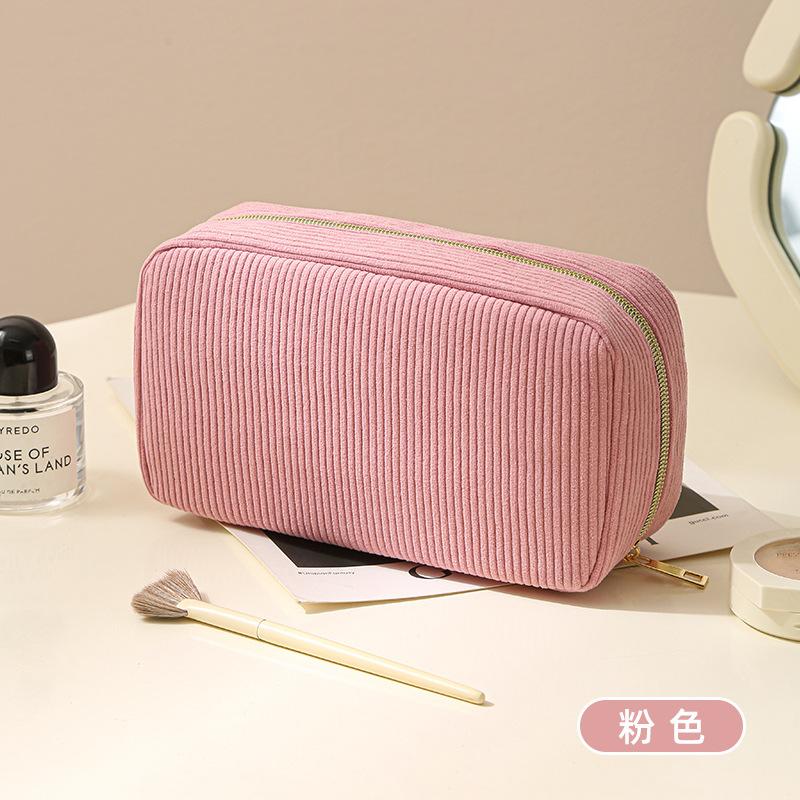 New Minimalist Corduroy Makeup Bag Hand in Hand, Large Capacity Travel Cosmetics Storage Bag, Makeup Bag for Women makeup bags