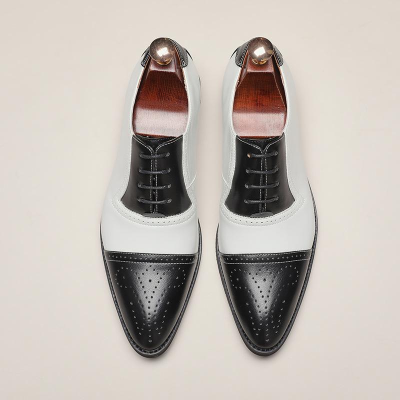 

20252025 Xiyin large size small leather shoes men s 38-46 color matching personality pointed hair stylist leather shoes 46