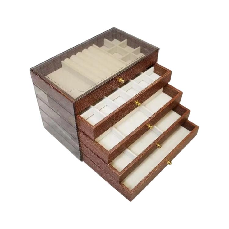 Wood Jewelry Organizers Portable Earring Display Box Necklace Storaging Case for Secure Storage and Travel Convenience