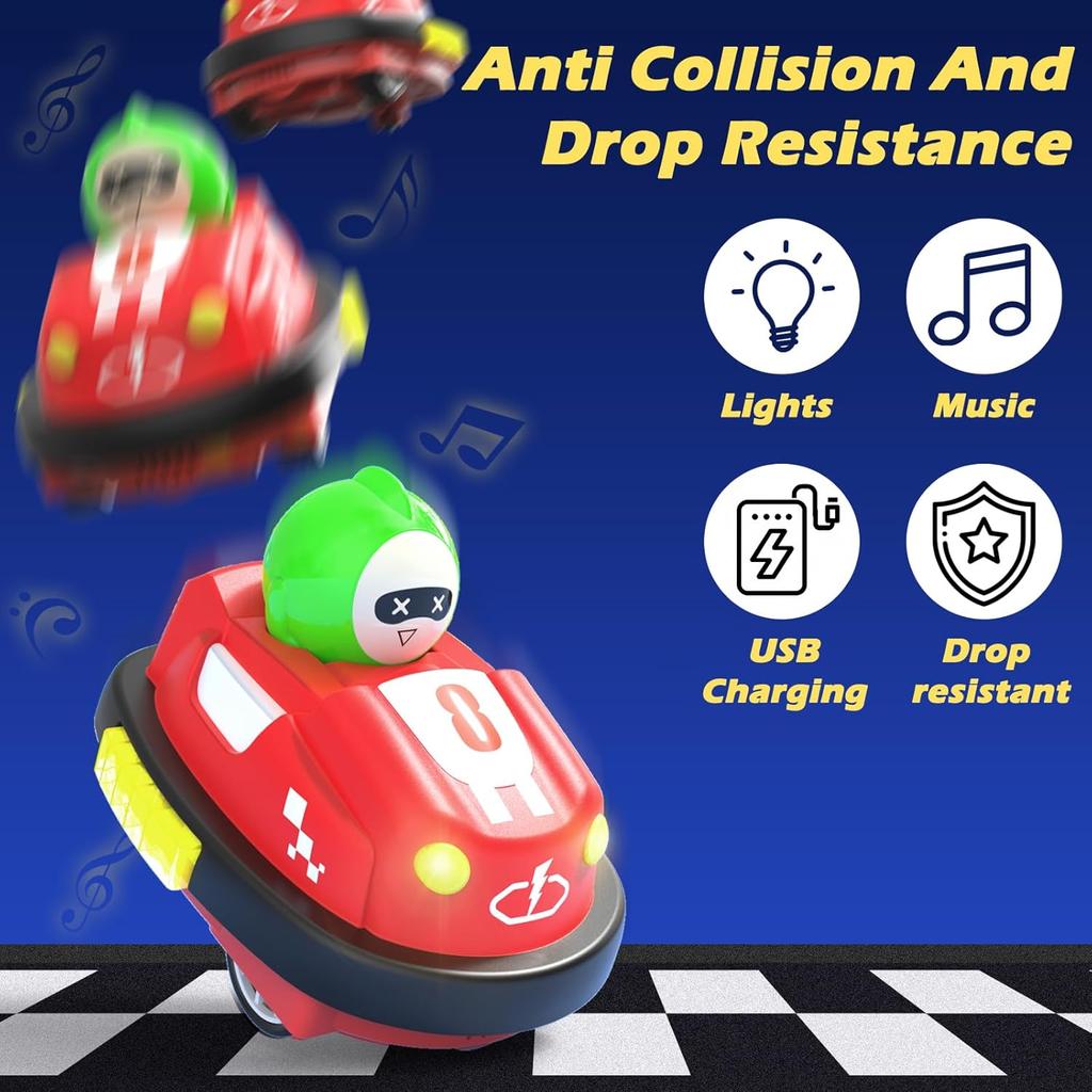Remote Control Bumper Cars Set of 2, RC Ejecting Bumper Car with Light & Sound, RC Battle Race Vehicles Toddlers Toys, Christmas Birthday Gifts for