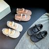 Girls Sandals Mesh Weave Soild Color Kids Princess Shoes Non-slip Soft Sole 2025 Summer New Children Flat Shoes Ins Trendy Sweet