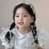 Bílý princeznovský vlasový obruč Roztomilá dětská čelenka Elegantní perlová mašle Vlasové pásky pro děti