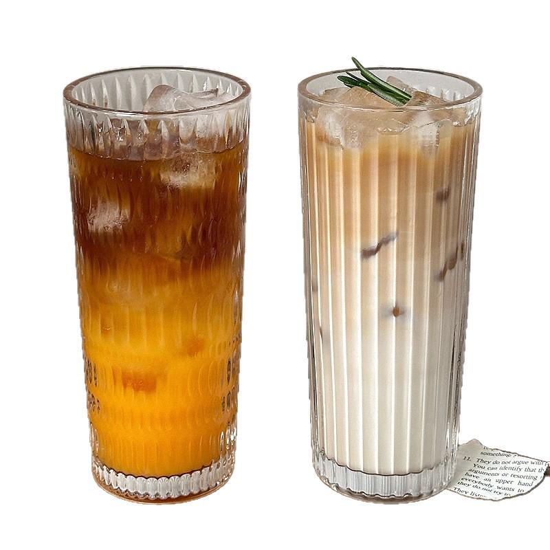 Large Capacity Transparent Glass Straw Cup with Lid for Office Drinks: Milk Tea, Coffee, Americano, Latte, Juice
