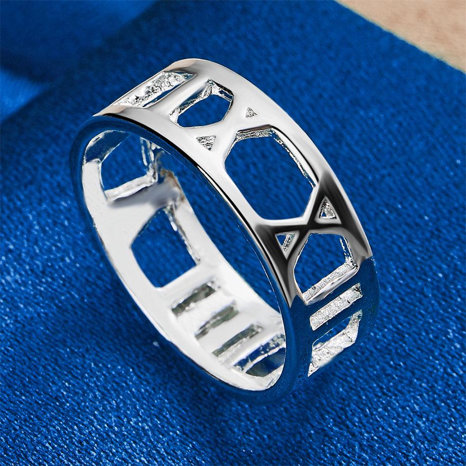 1 Piece of 925 Sterling Silver 5-10 Exquisite Letter Hollow Ring, Fashionable Women's Wedding Gift, Jewelry Accessories