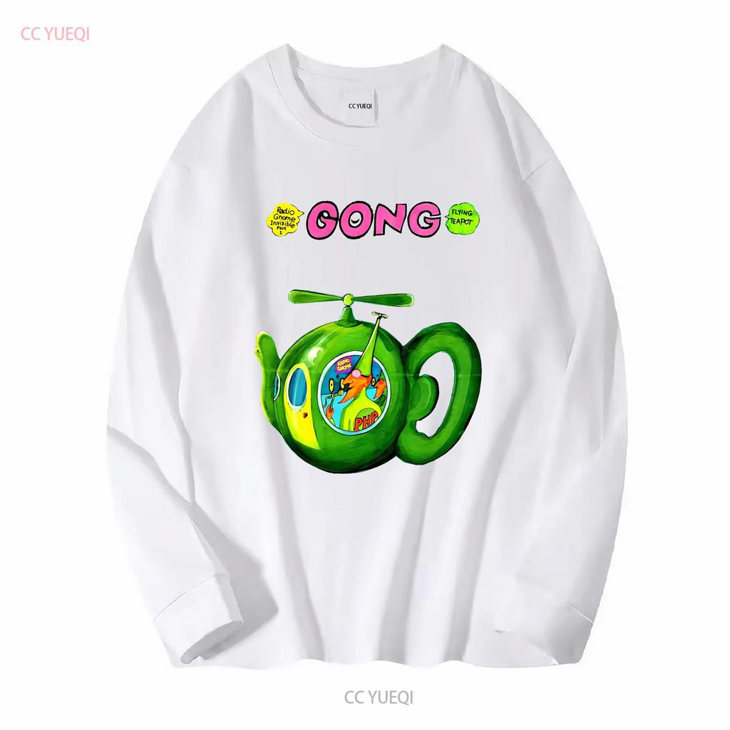 Gong Rock Band Daevid Allen T Shirt Flying Teapot Didier Malherbe Pip Pyle long sleeves vintage Washed Casual Comfortable homme