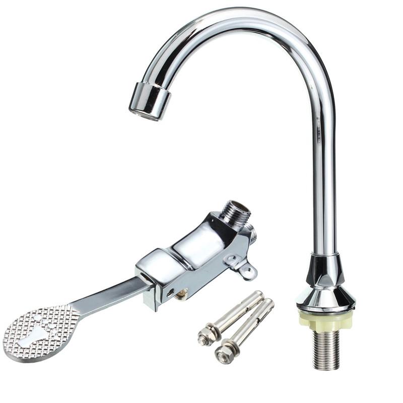 New Bathroom Laboratory Basin Faucet Tap Copper Foot Pedal Brass Basin Mixer Water Faucet Taps Single Cold Water