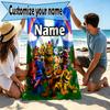 Personalisierter Strandtuch mit individuellem Namen für Five Nights at Freddy's, für Reise Camping Strandparty Heimdekoration, Geburtstagsgeschenk für Familie & Freunde