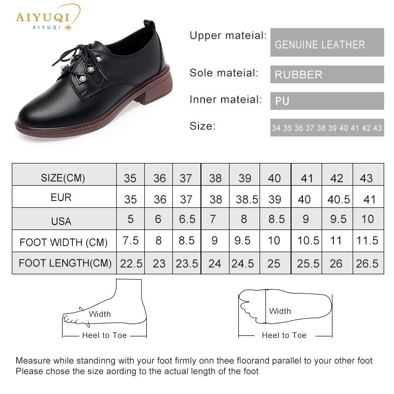 Fashion AIYUQI Ladies Shoes Large Size 41 42 43 Genuine Leather Casual Women Oxford Shoes British Style Lace-up Shoes Women
