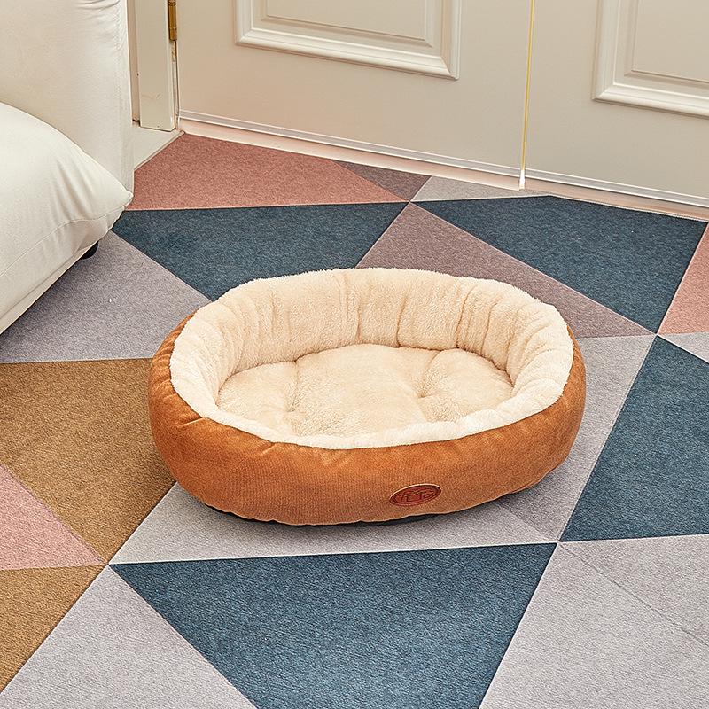 Four Seasons Round Dog Bed - Medium/Large, Scratch & Bite Resistant, Thick & Warm Cat Cushion