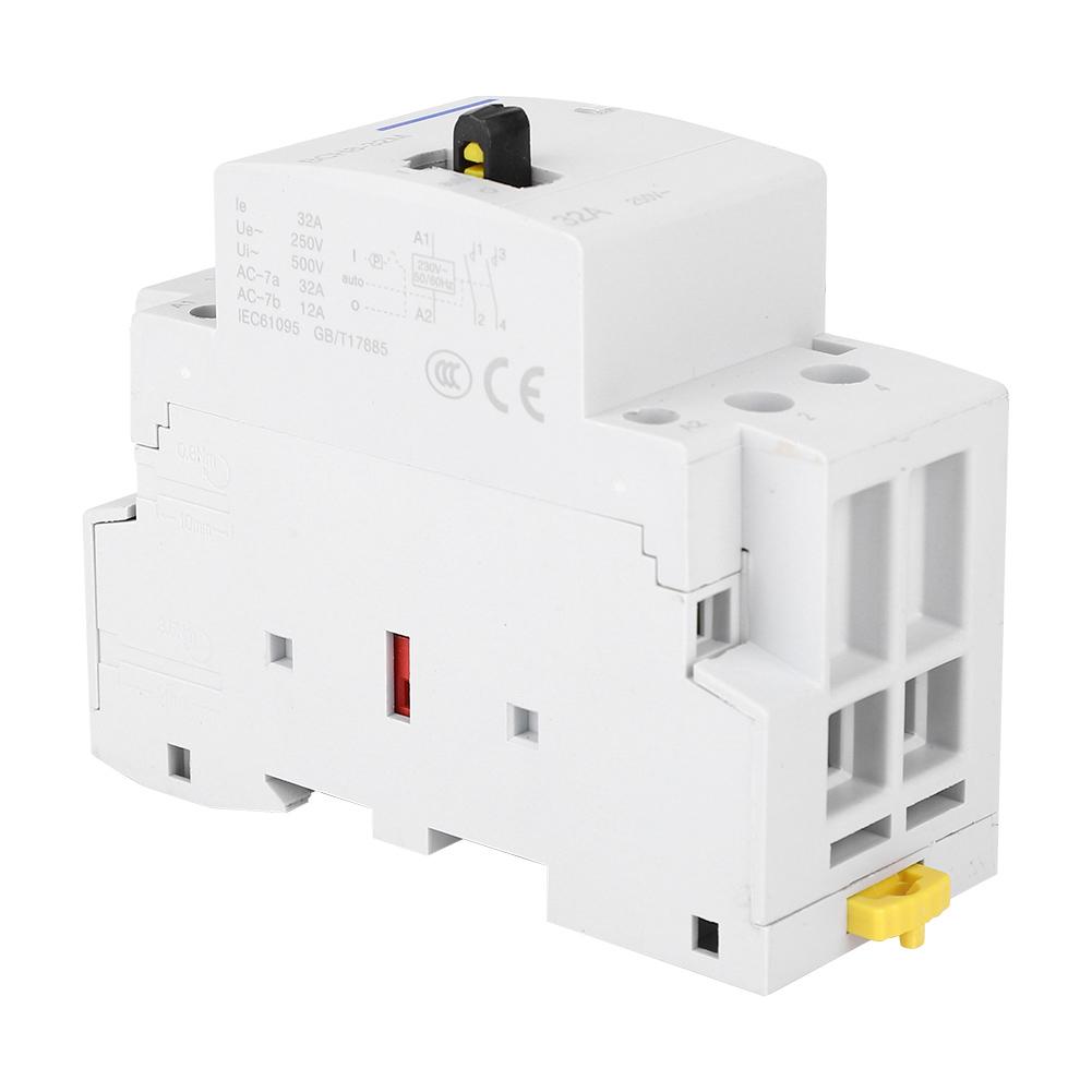 2P32A Household AC Contactor with Manual Control Function for Building Electrical 230V(1NO1NC)