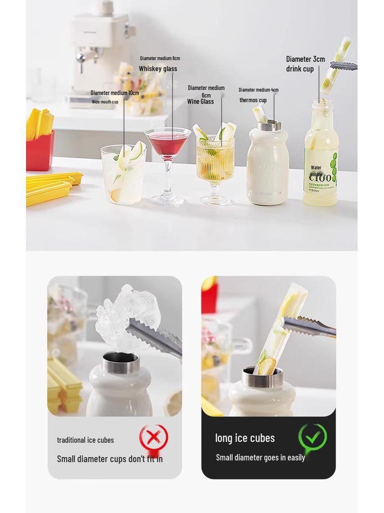 Food Grade Long Ice Cube Mold & Storage Tray for Whiskey and Cocktails