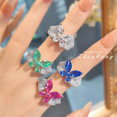 Neues Design Schmetterling Cz Eternity Ringe Für Mädchen Wunderschöner Voll Diamant Fingerring Damen Verlobungsparty Modeschmuck
