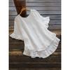 Women's Cotton and Linen Solid Color Shirt Loose Ruffled Cuffs Short-sleeved Button Top