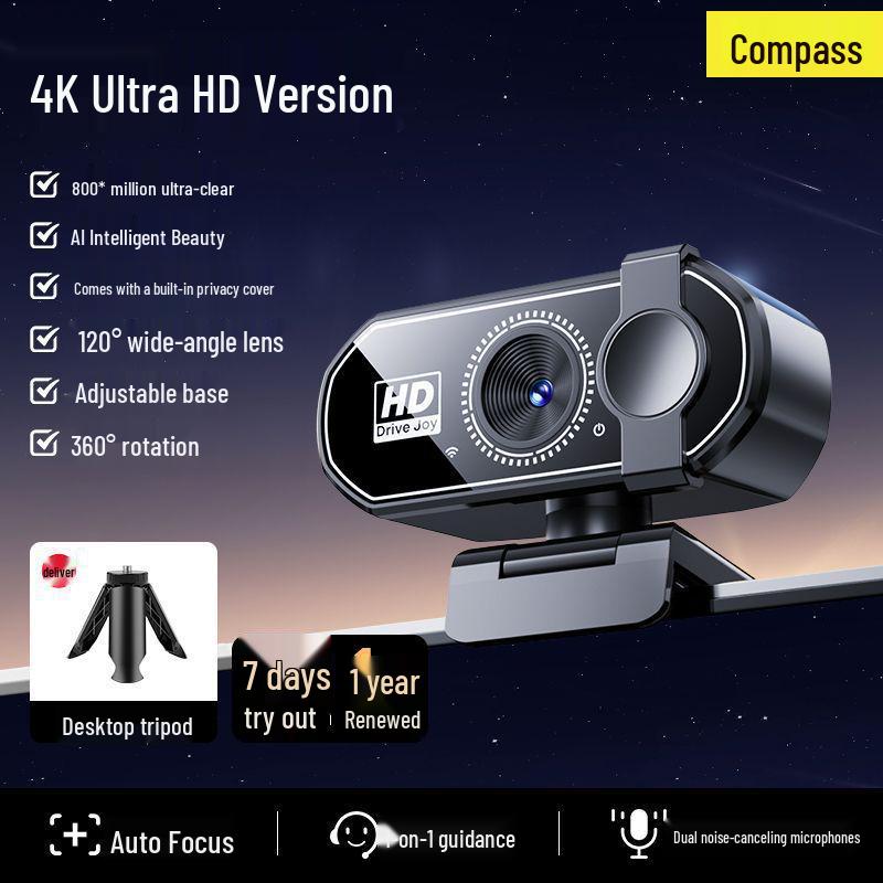 Ultra HD Webcam with USB Microphone for Online Classes & Live Streaming
