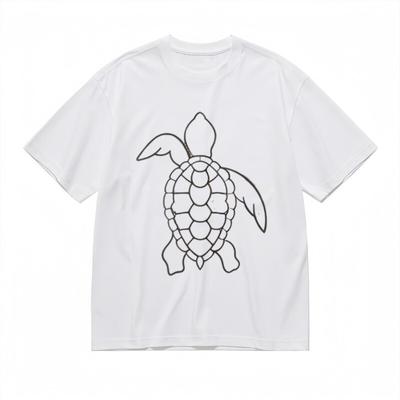 Men's Breathable Classic T-Shirt Black Contour Turtle Shell Design Tee WhiteTops