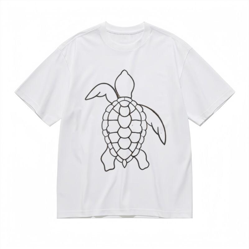 

Men s Breathable Classic T-Shirt Black Contour Turtle Shell Design Tee WhiteTops M