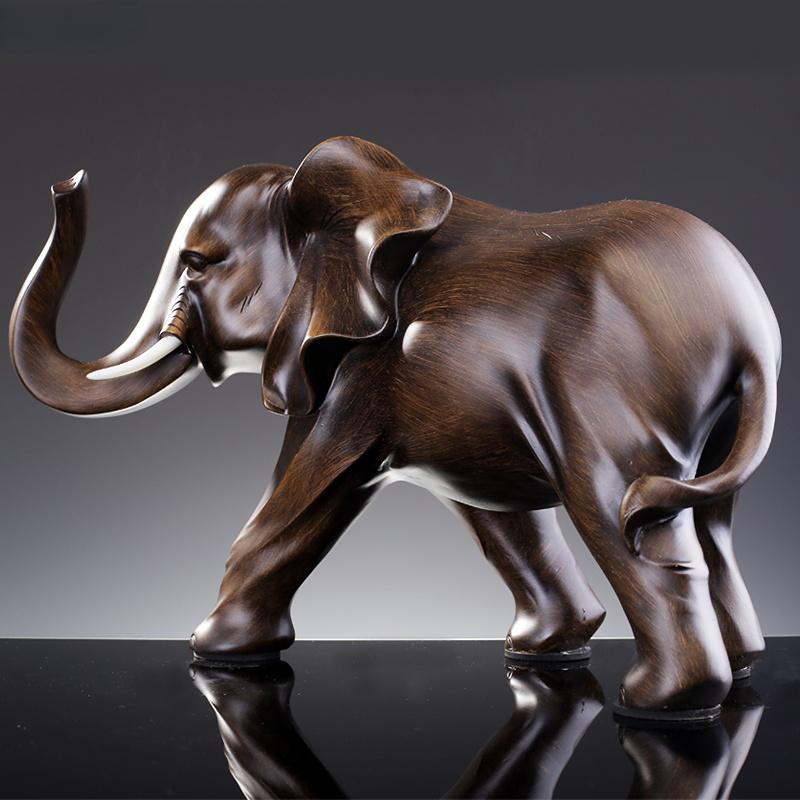 Simulated Animal Sculpture Imitation Wood Elephant Statue Resin Crafts Animal Sculpture Desk Decoration Ornaments Furnishings