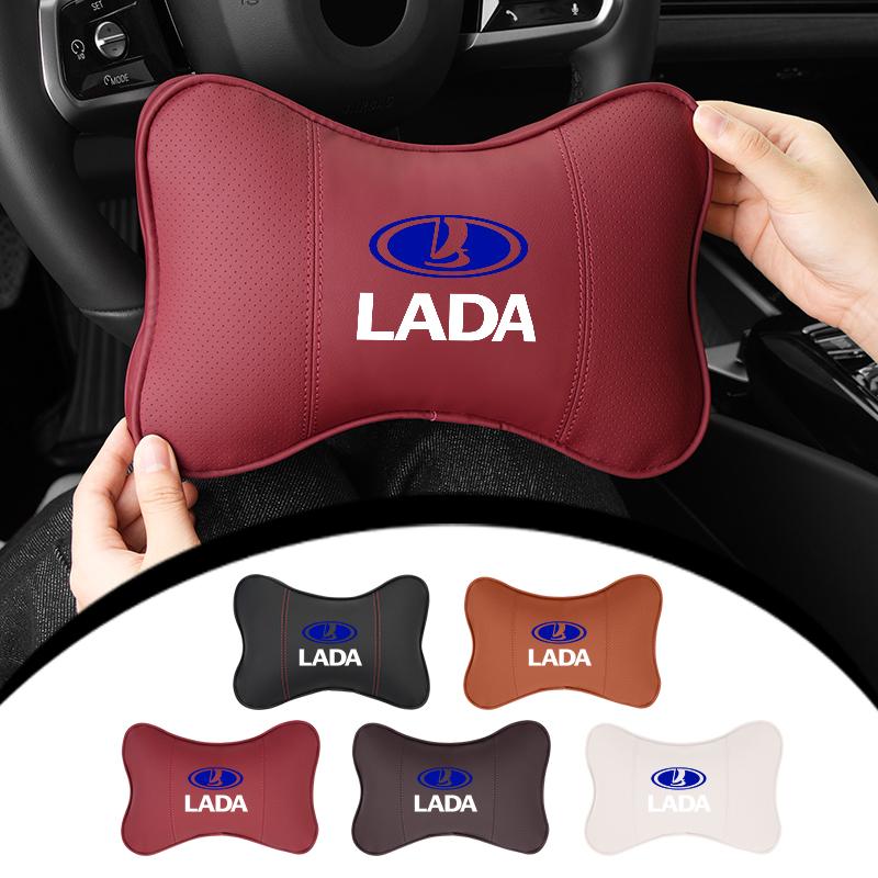 Leather Car Headrest Lumbar Support Backrest Neck Pillow Accessories For Lada Priora Sedan Sport Kalina Granta Vesta Niva Largus