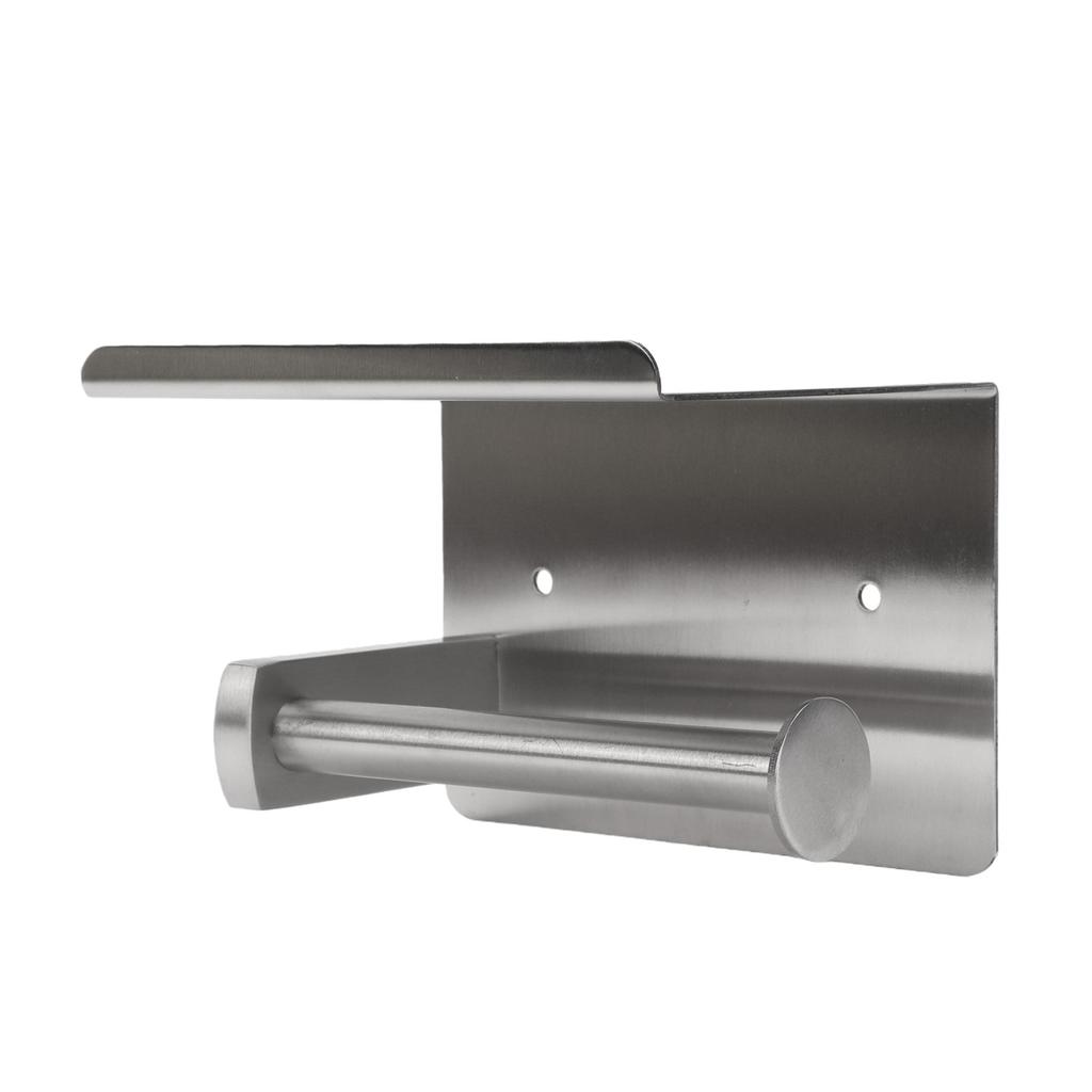 Toilet Paper Holder with Shelf 304 Stainless Steel Wall Mounted Phone Holder Rustproof for Bathroom