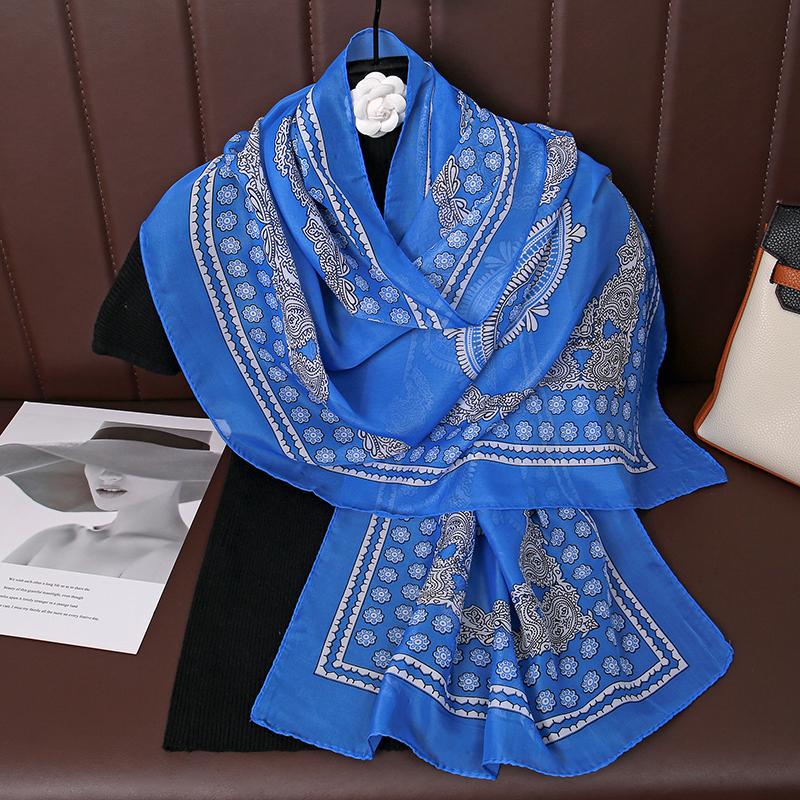 Fashion 45*155Cm Leopard Printing Chiffon Silk Scarf Women Foulard Long Shawl Scarves Summer Elegant Bandana Luxury