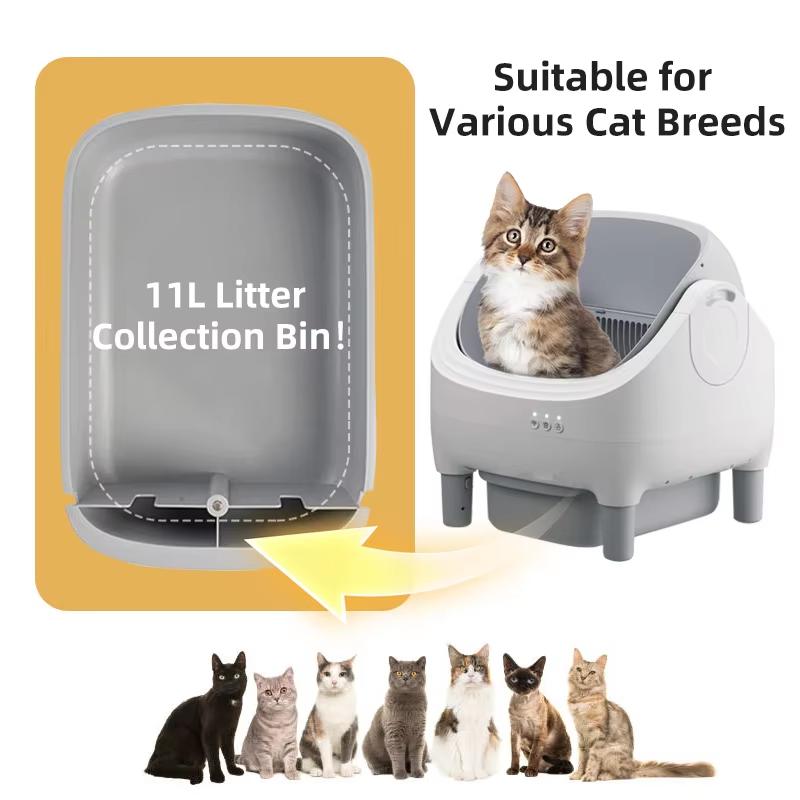 2026 New Smart App Control Open-top Automatic cat Box Basin with Dual Safety Sensors Self Cleaning Gift a cat Mat
