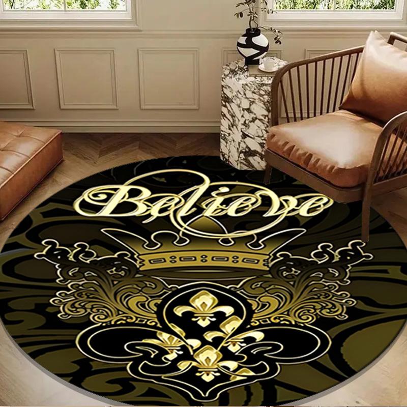 Orleans Saints Logo Round Mat, Anti-slip Circle Carpet Chair Rug For livingroom,Bedroom, Doormat Home Decor Gift Christmas Gifts