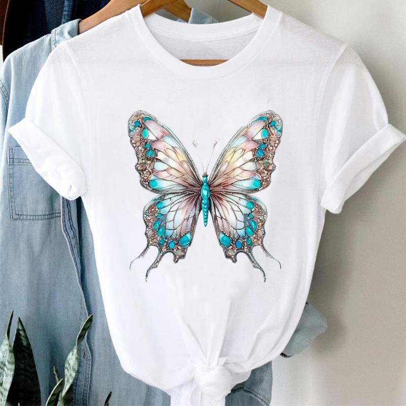 (Asian Size)  Clothing Tee  Sweet Flower Letter 90s Print Lady T Shirt Fashion Women Casual Top Short Sleeve Female Graphic T-shirts