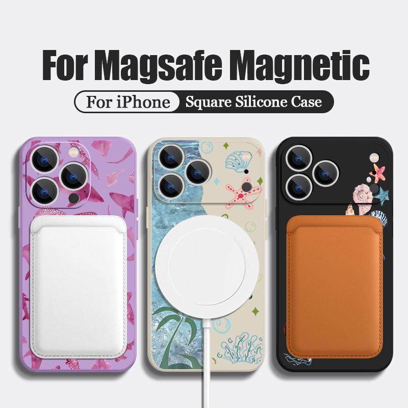 For iPhone 17 Pro Max Case Shark Whale Marine Life Pattern Magnetic For Magsafe Soft Cover For iPhone 16 15 14 13 Pro Max 17E 16E