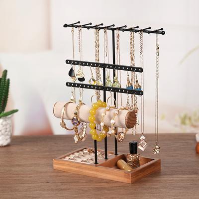 Large Capacity Jewelry Displays Rack Household Bracelet Necklace Showcase Stand Earrings Show Shelf Rings Eardrop Display Holder