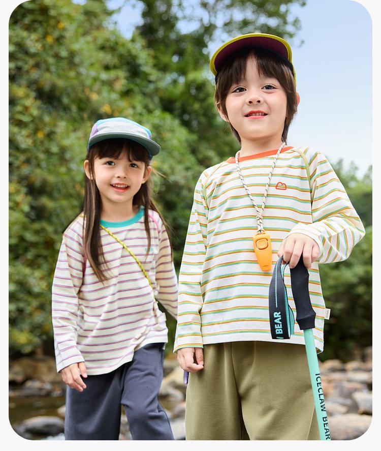 Dududu Kids' Striped Long Sleeve T-shirt - Spring 2025 New Arrival for Boys & Girls