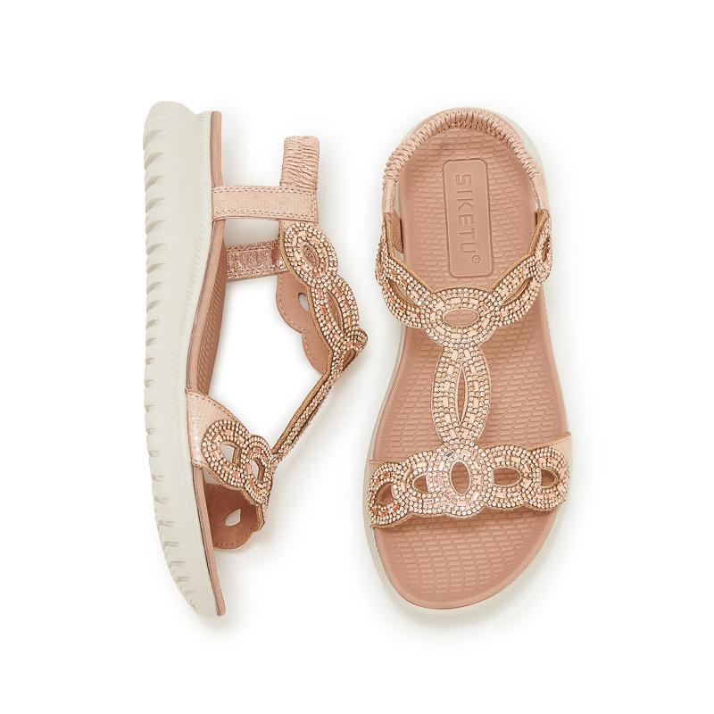 Fashion Plus Size 35-42 Shoes for Women Summer Elegant Women Platform Wedges Comfortable Rhinestone Sandalias De Mujer Beach Shoes