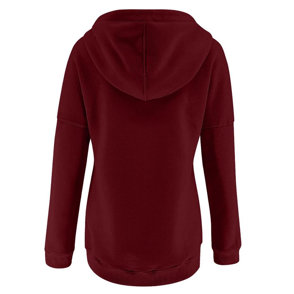 Damen Pullover Hoodies Tops Lässige Button-Down-Sweatshirts mit langen Ärmeln und Taschen