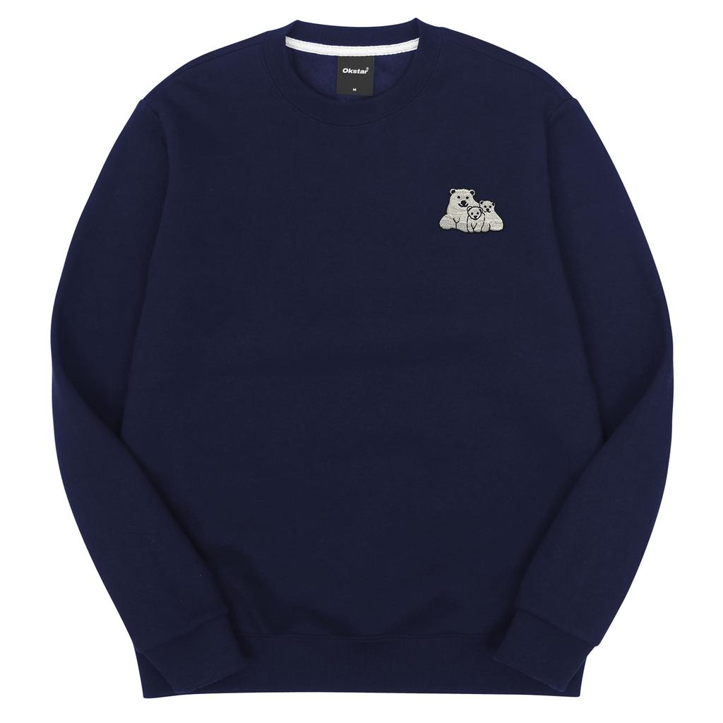 OKSTAR Polar Bear Family Embroidered Double-Sided Sweatshirt