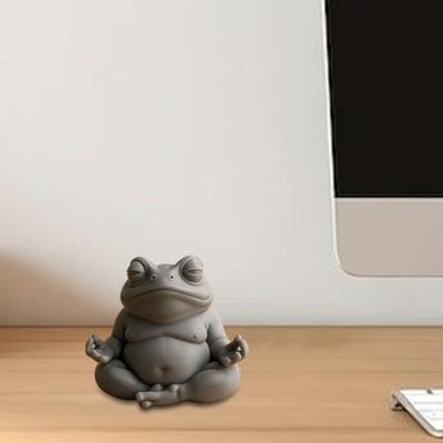 Zen Frog Ornament Frog Sitting In Meditation Figurine 3D Printed Desktop Frog Statue for Home Office Bookshelves Cabinet Decoration
